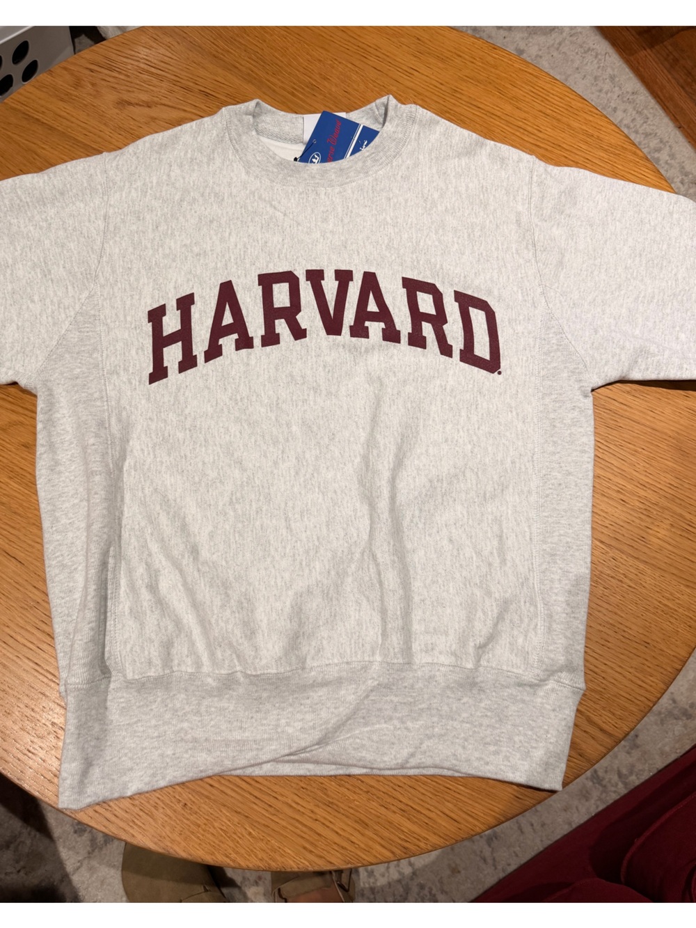 Champions Heather Gray Crewneck Sweatshirt with Maroon Harvard Print